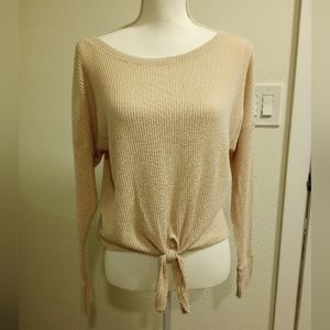A&F Almond Knotted Waist Crop Top, Sz M